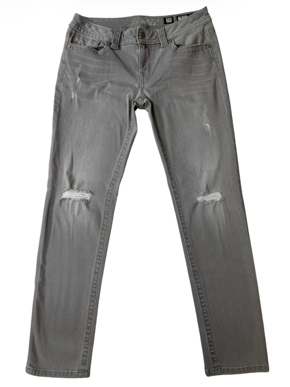 Miss Me Jeans, Gray Distressed Denim, W30, Ripped Knees, Y2K, Low Rise 30x28,